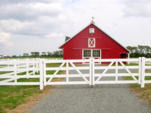 Red Barn with white fence