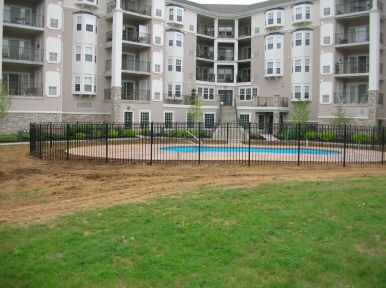 Pool in front of condominium