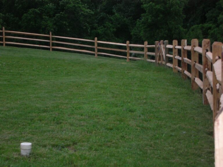 wooden Rail fence in meadow