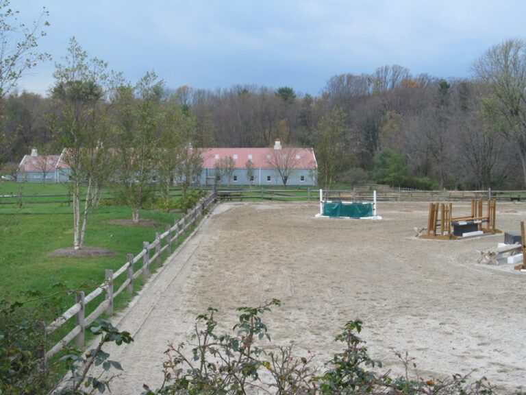 Barn with rail fence